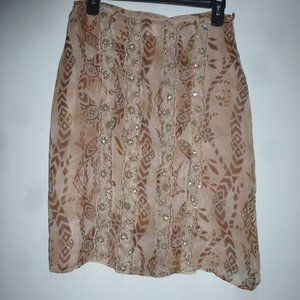 Anthropologie *Plenty * Vintage Silk Beaded Lace Decor side zipper Sz 6